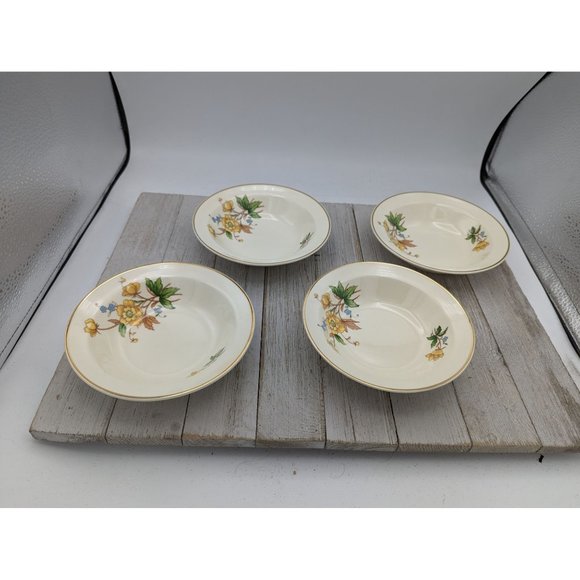 Vintage Set 4 Taylor Smith Taylor Dessert Bowl 5 3/8" Yellow Buttercups TST237 - Picture 1 of 8
